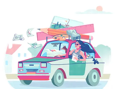 You need a licence for that! adobe illustrator adobe photoshop amsterdam car design design art editorial editorial design girl holland illustratie illustration licence retro car retro colours texture