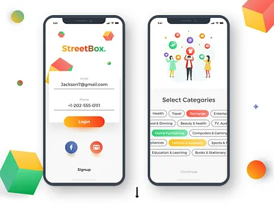 Streetbox - Coupons and Discount app design android app cards cart color coupons design discount ecommerce illustration ios iphone marketplace material mobile offers shopping styling ui ux