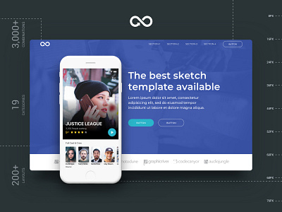 Header Styles Collection #4 design header design kit landing page modern multipurpose sketch sketchapp startup template ui web website