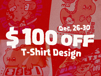 $100 discount until December 30! $ 100 off branding cute dec design doodle fun graphic design illustration japanese kawaii lettering logo off sale staff t shirt tshirt design typography