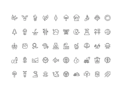 50 Nature Icon Set Free Download eco ecology flower icon leaf mountain nature plant tree