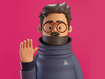 VAGO 3d c4d character design hipster illustration man render