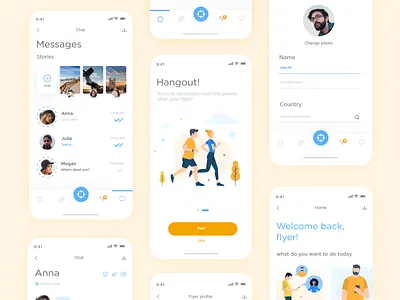 Flight & chat app #3 app colorfull design illustration slider ui uidesign ux uxdesign