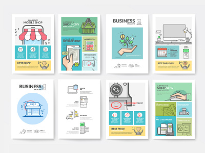 Vectorstock 20745101 2d business card computer flat illustration modern modern app landing modern business card phone shop template vector vectorstock