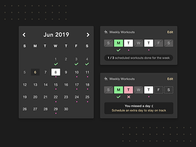 Scheduling Widgets app calendar fitness flat interface ios mobile app mobile ui ui ux