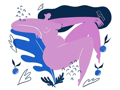 Procreate sketch bird body positivity colorful feminine hair illustration ipad lady play procreate texture