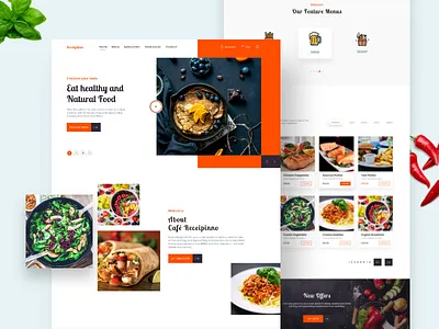 Rescipinno Restaurent Landingpage Template 2019 2019 trend app clean color creative food food app home landing page minimal recipe restaurant restaurant landing ui uidesign userinterface webdesign