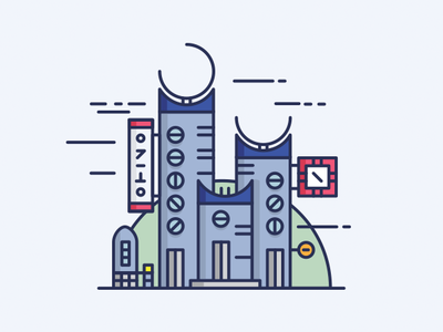 Shopping Centre building illustration sci fi vector