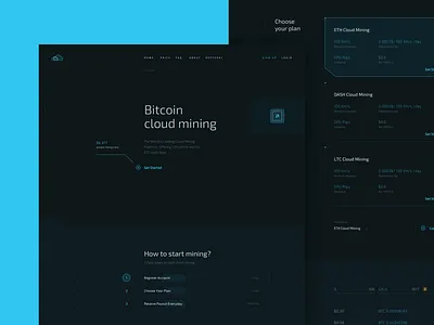 Cryptocurrency Mining Landing crypto homepage landing logo ui ux web webpage website