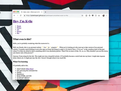 Personal Website 2019 [WIP 001]: In the Wild accessible concept designer jekyll personal website portfolio times new roman ui ux web design website website development wip work in progress