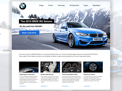 Daily UI Challenge #003 - Landing Page bmw bmw m3 dailyui dailyui 003 ecommerce landing landing page mpower uidesign userinterfacedesign visual design web design website