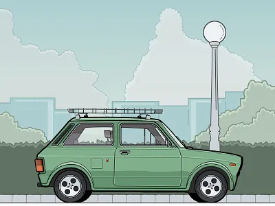 Lancia A112 Green Classic car cartoon design green illustration lancia sport vector