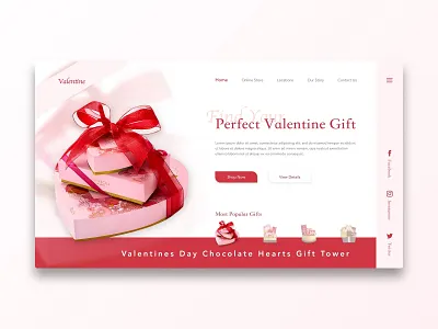 Valentine chocolate concept design elegant gift hero page ui ux valentine valentine day web web design website