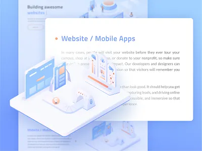 Website / Mobile Apps Illustration clean isometric illustration gradient gradient vector digital illustration isometric modern minimal people characters person software tools technicals ui illustrator ui ux webdesign vector