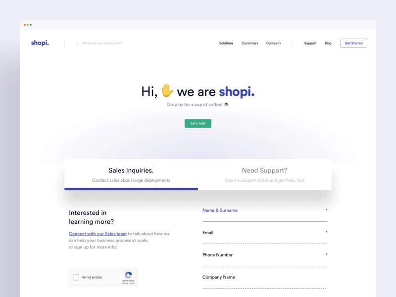 Shopi Hq - Contact Page banner contact digital form hi retail shop ui ux