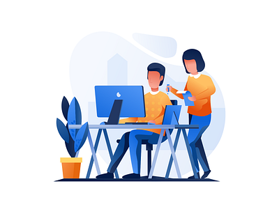 Work & Office Illustrations bright color combinations character design design exploration flat gradient icon illustration pack minimal clean design mobile tablet illustrations user experience user interface ui vector illustration visual identity work office environment