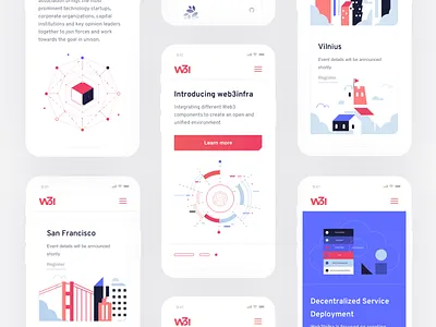 Web3infra Landing Mobile blockchain website decentralized cloud ecosystem grid layout landing page minimal clean design mobile design product design responsive grid layout ui ux website illustration