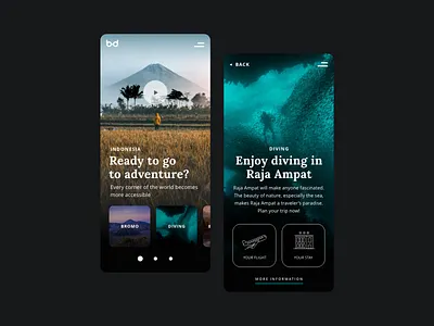 Let's go to adventure! (Still image) 2d adobe adobexd flat flatdesign interface mobile travel ui web webdesign website