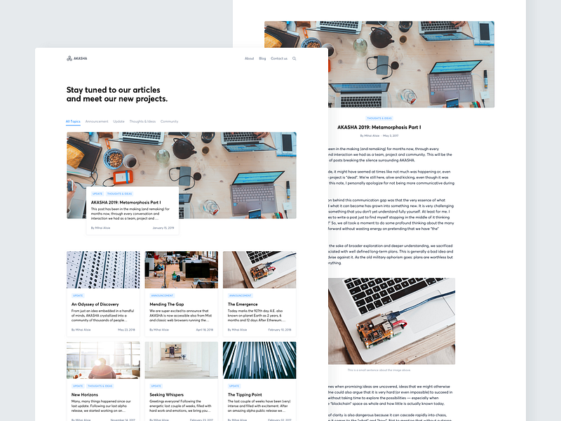 Akasha Website — Blog akasha blog cards decentralized ethereum interface layout post significa ui ux website