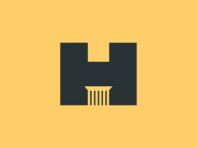 H + PILLAR badge brand colomn crest h icon logo minimal pillars retro thick lines typography