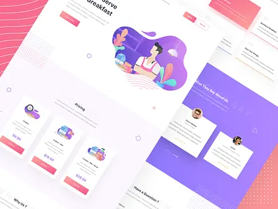 Anter.in Landing Page Exploration bread chef cookies design illustration landing page milk purple ui ux uidesign vector web design