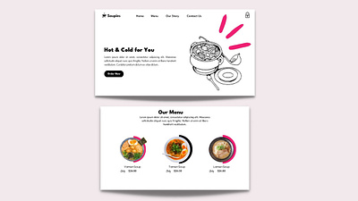 Food Web Design black design food illustration pastel typography web design white