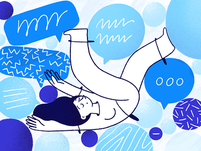 Alert! Too many messages 2d alert bubble charachter darkcube design digitalart drawing girl illustration landing page many messenger app panic pattern texts ui ux vector web