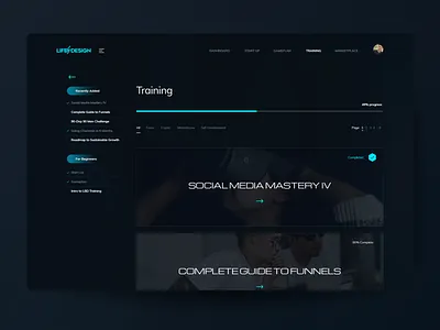 Dark Dashboard w/ Courses dark dashboard dark ui futuristic blue learning course lesson progress training training course ui