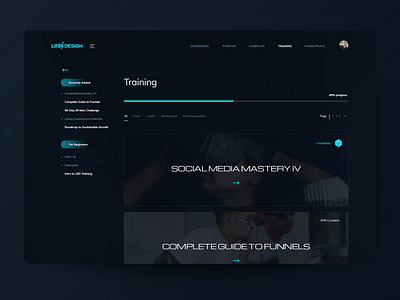 Dark Dashboard w/ Courses dark dashboard dark ui futuristic blue learning course lesson progress training training course ui