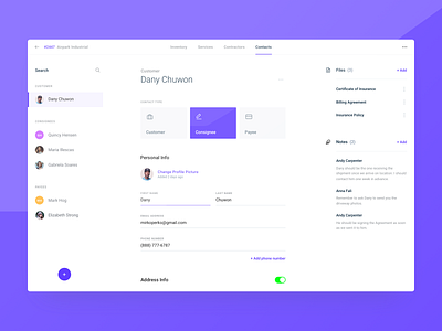 Lead - Contacts Page V2 app clean colours contacts crm dasboard design flat form interface lead page overview profile sales tool typography ui ux