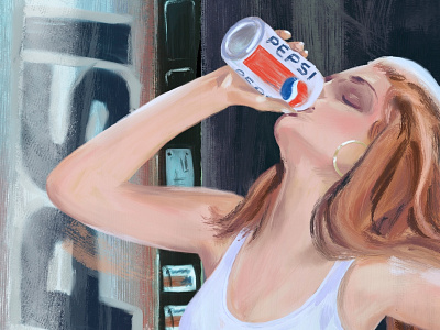 New look. Same great taste. cindy crawford digital painting drawing illustration ipad ipad pro oil painting pepsi procreate