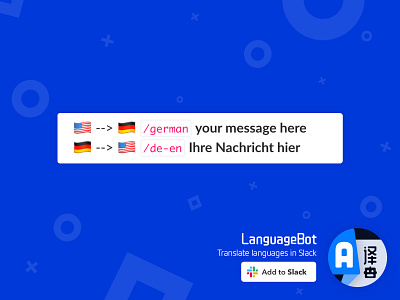 LanguageBot / Slack App — übersetzen zwischen Sprachen in Slack app app branding berlin bot branding chat design germany language logo machine learning remotejobs remotework slack slack app translation ux ui