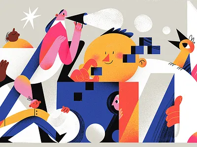 InVision Studio Platform blog character flat grainy illustration invision studio teamwork vector web