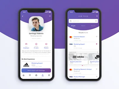 Job Feeder app application concept app dashboard design dribbble experimental gradient iphone modern trendy ui uidesign ux x