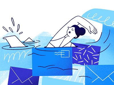 Professional Project Management 2d alert branding charachter custom darkcube digitalart emails hand illustration landing page mail many pattern swim ui vector water web woman