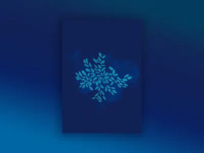 Blue Leaves blue cloud leave navy poster powder