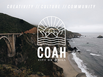 City on a hill brand exploration branding city logo city on a hill color design graphic design illustration illustrator logo marketing minimalistic podcast logo small business branding typography