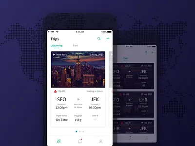 Upcoming & past flights concept app application design flight flight app ios iphone mobile mobile app ui ux