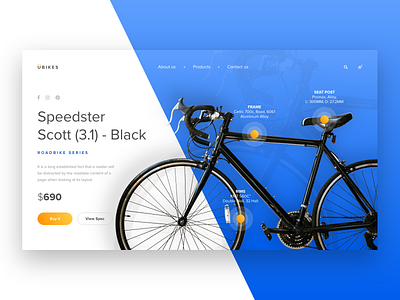UBIKES Webpage UI bicycle bike design dribbble graphic icons minimal sketch ui web ui web ui kit website website builder website design xd