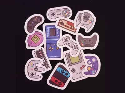 Retro Games sticker pack arcade comodor consoles game game boy icon set icons love nes nintendo old outline retro sale sony stickers timagochi videogame xbox yoistic