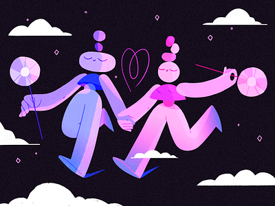 Cosmic Love card character design flat girl heart illustration product romantic valentine day valentines
