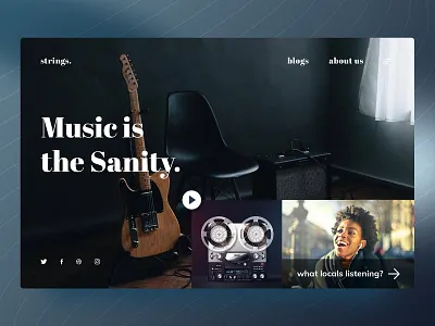 Music & Blogs - Landing Page blog design branding agency branding design clean design dribbble landing page landing page design logo minimal music music app music landing page music website ui ux ui ux design user center design user interface design web design