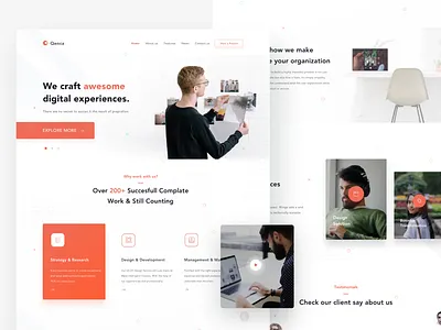 Qenca - Creative Agency agency business clean creative creative agency homepage landing page marketing simple testimonial ui website