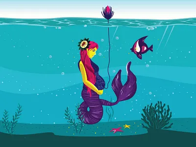 G U A R D E D art blue and yellow care coloful colours design illustration life mermaid mom mother mother nature motherhood sea sketch sketchbook vector