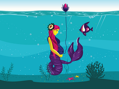 G U A R D E D art blue and yellow care coloful colours design illustration life mermaid mom mother mother nature motherhood sea sketch sketchbook vector