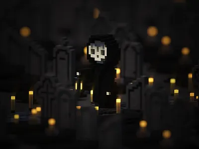 Memento mori 3d death illustration magicavoxel memento mori skull voxel zerographics