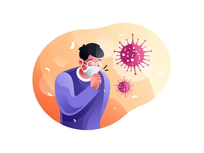 Man coughing because of infectious coronavirus 2019ncov