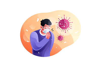 Man coughing because of infectious coronavirus 2019ncov