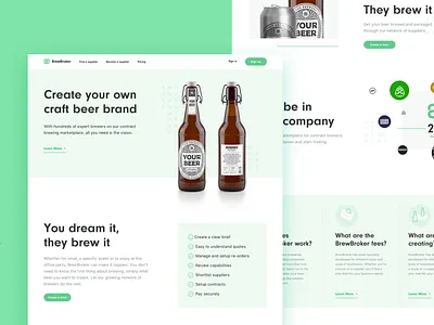 Brewbroker Landing Pages banner beer design header hero illustration landing page page shadows ui website