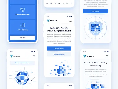 Arweave - Landing Mobile bitcoin blockchain website content delivery cryptocurrency crypto dark landing page ui data storage decentralized network minimal clean design security hosting platform serverless hosting ui ux